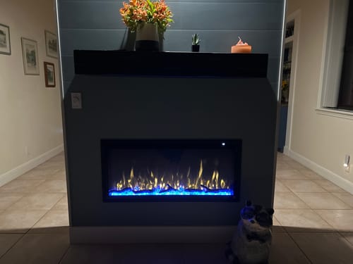 Customer photo review of Touchstone Sideline Elite 42" Smart Wall-Mount / Recessed Linear Electric Fireplace