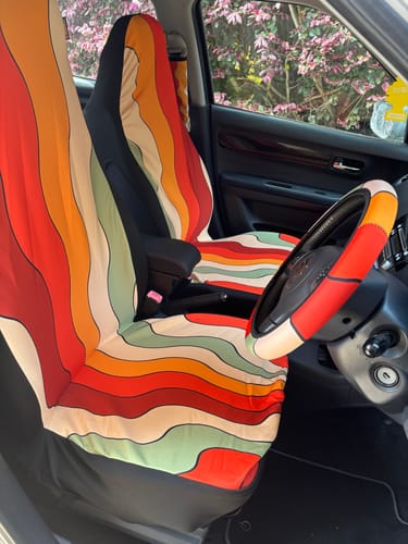Customer photo review of Retro Groovy Vibes Steering Wheel Covers