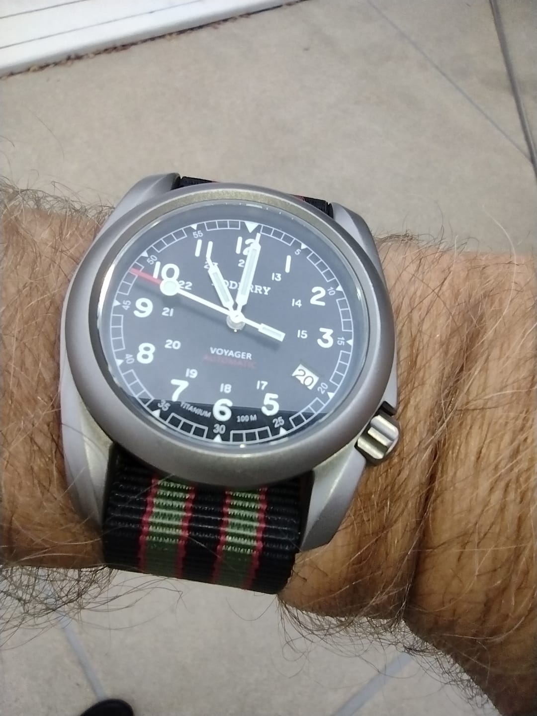 Customer photo review of VOYAGER - 100M Waterproof Titanium Automatic Field Watch | Black