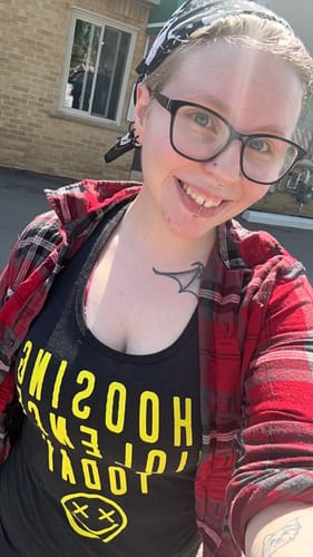 Customer photo review of Ladies "CHOOSING VIOLENCE TODAY" Racerback Tank