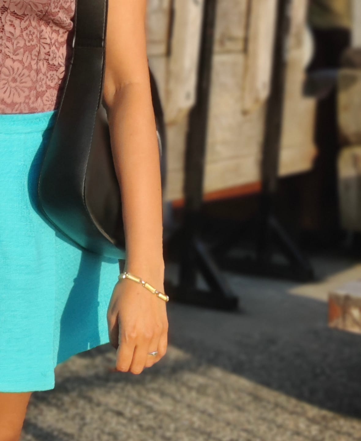 Customer photo review of Opal Gold Baguette Bracelet