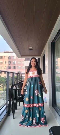 Customer photo review of Bohemian Butterfly Maxi Dress - Teal Forest Fantasy