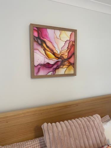 Customer photo review of Soft Folds - Pink and Yellow Alcohol Ink - Stretched Canvas Canvas Print or Framed Art Print