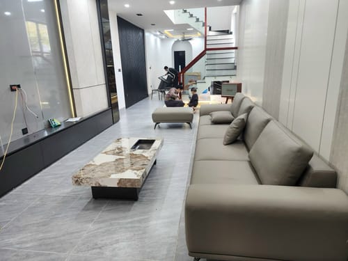 Customer photo review of Pietra - Bàn trà hình chữ nhật, mặt đá Lamar, khung chân sắt sơn tĩnh điện