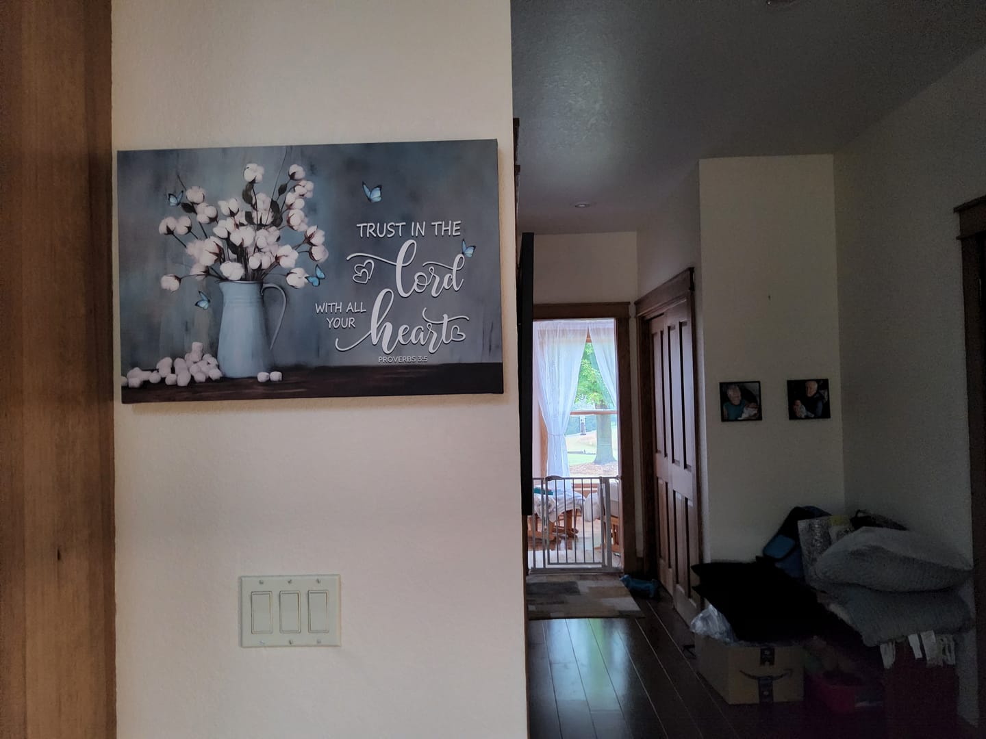 Customer photo review of Trust in the Lord With All Your Heart, Cotton Flowers in Vase, Wall Art Canvas