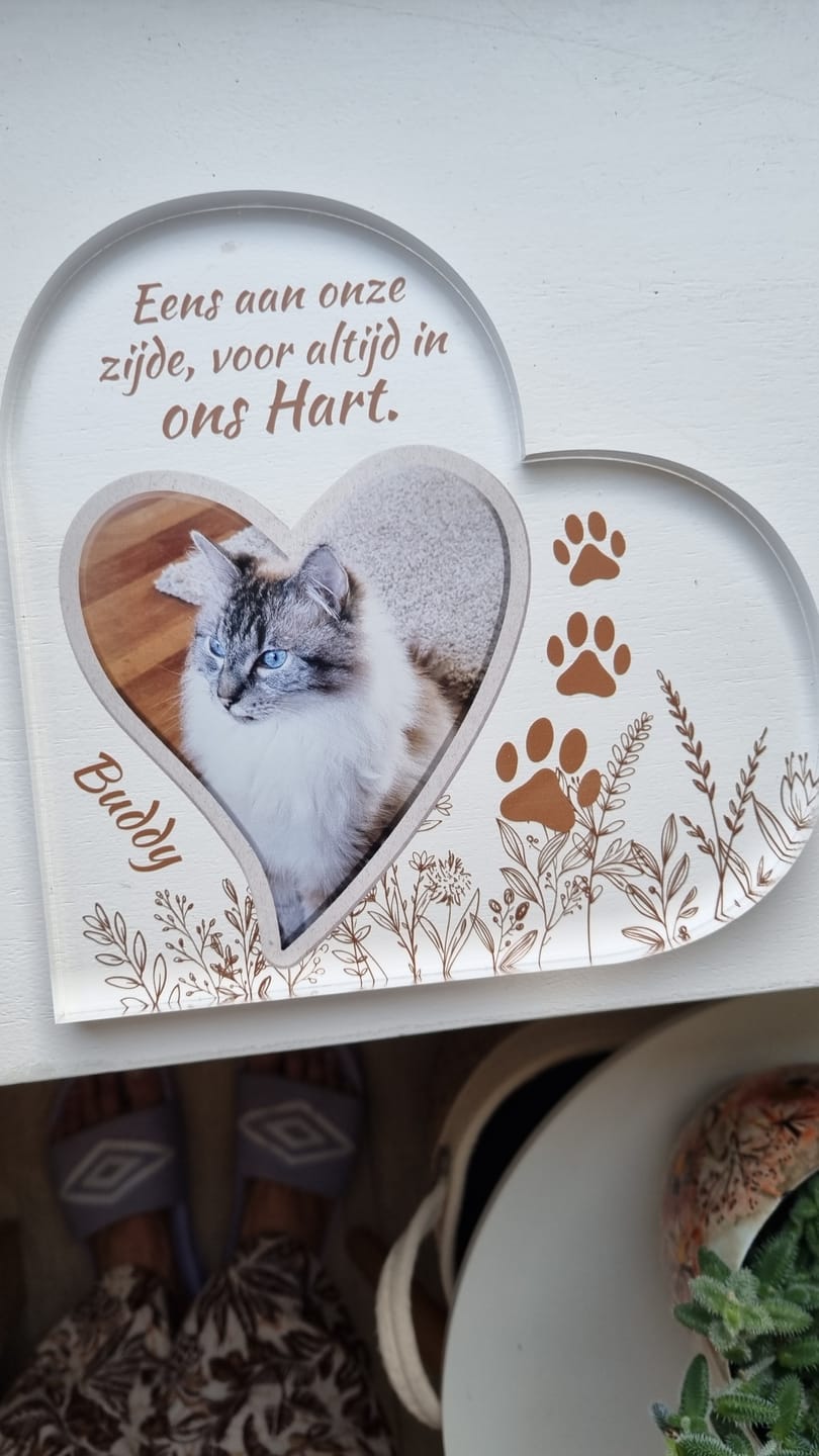 Customer photo review of Eens aan mijn zijde - Gepersonaliseerd glazen hart