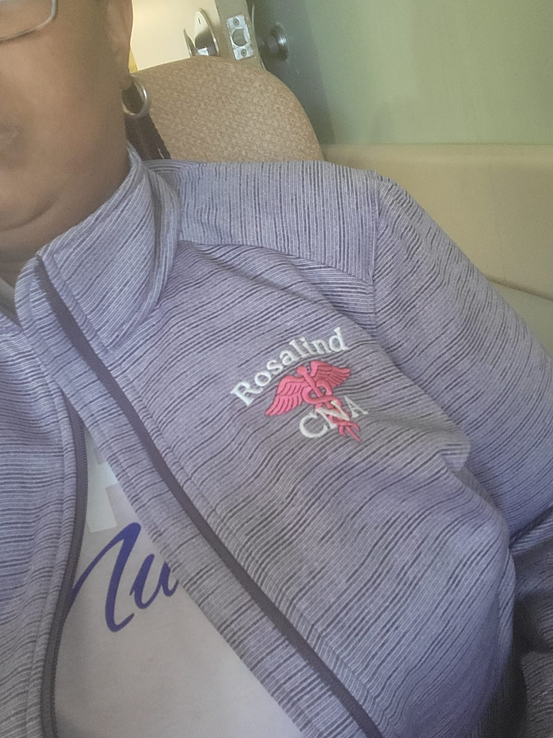 Customer photo review of L231 Ladies Digi Stripe  Personalized Nurse Jacket