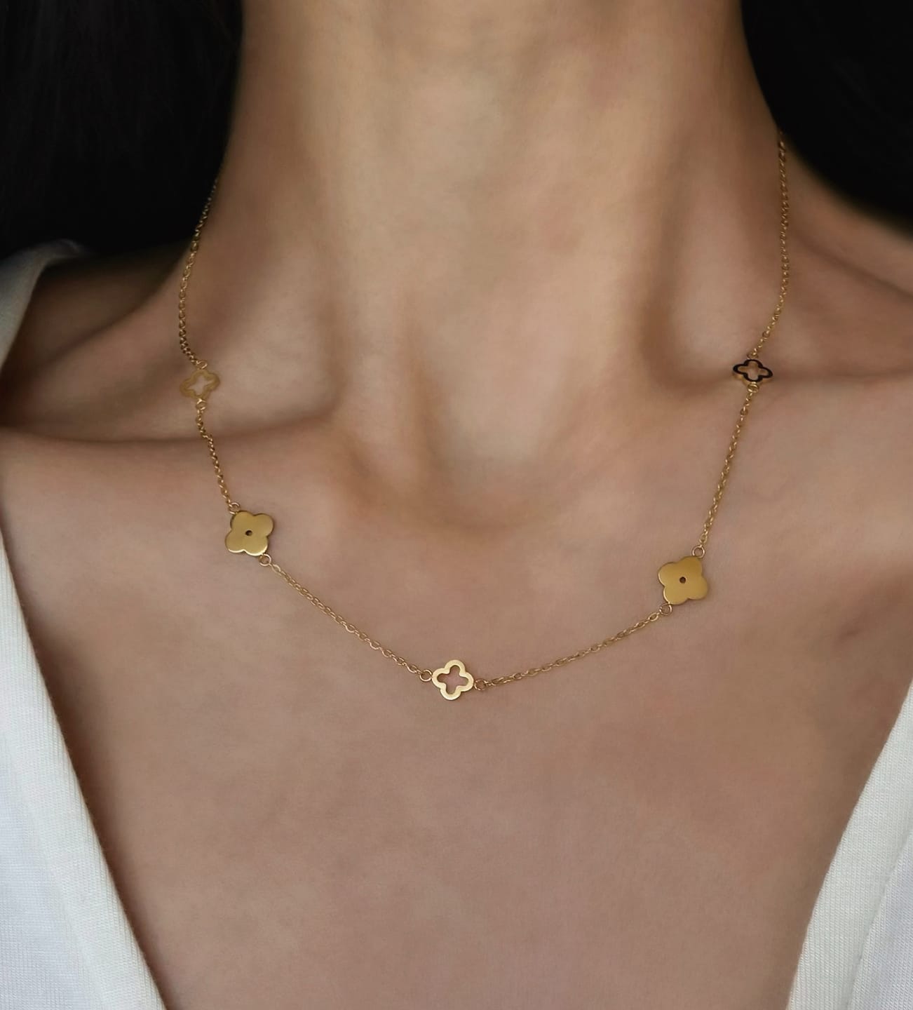 Customer photo review of Multi Clover Necklace