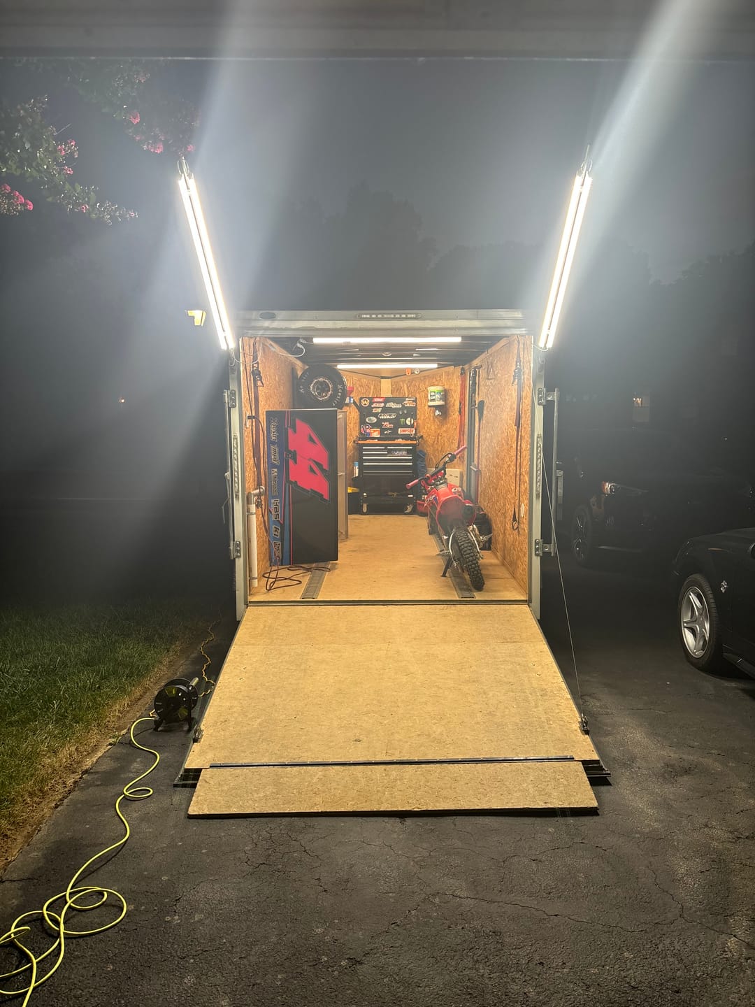 Customer photo review of Racing Trailer Pit Light – Dual 5 Foot Pole 20,000 Lumens