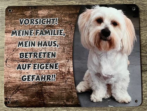 Customer photo review of Hunde-Türschild personalisiert mit Foto & Text (UV- und wetterfest)