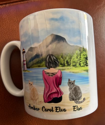 Customer photo review of Woman & Cats Mug - Life is better with a Cat -Personalised Mug