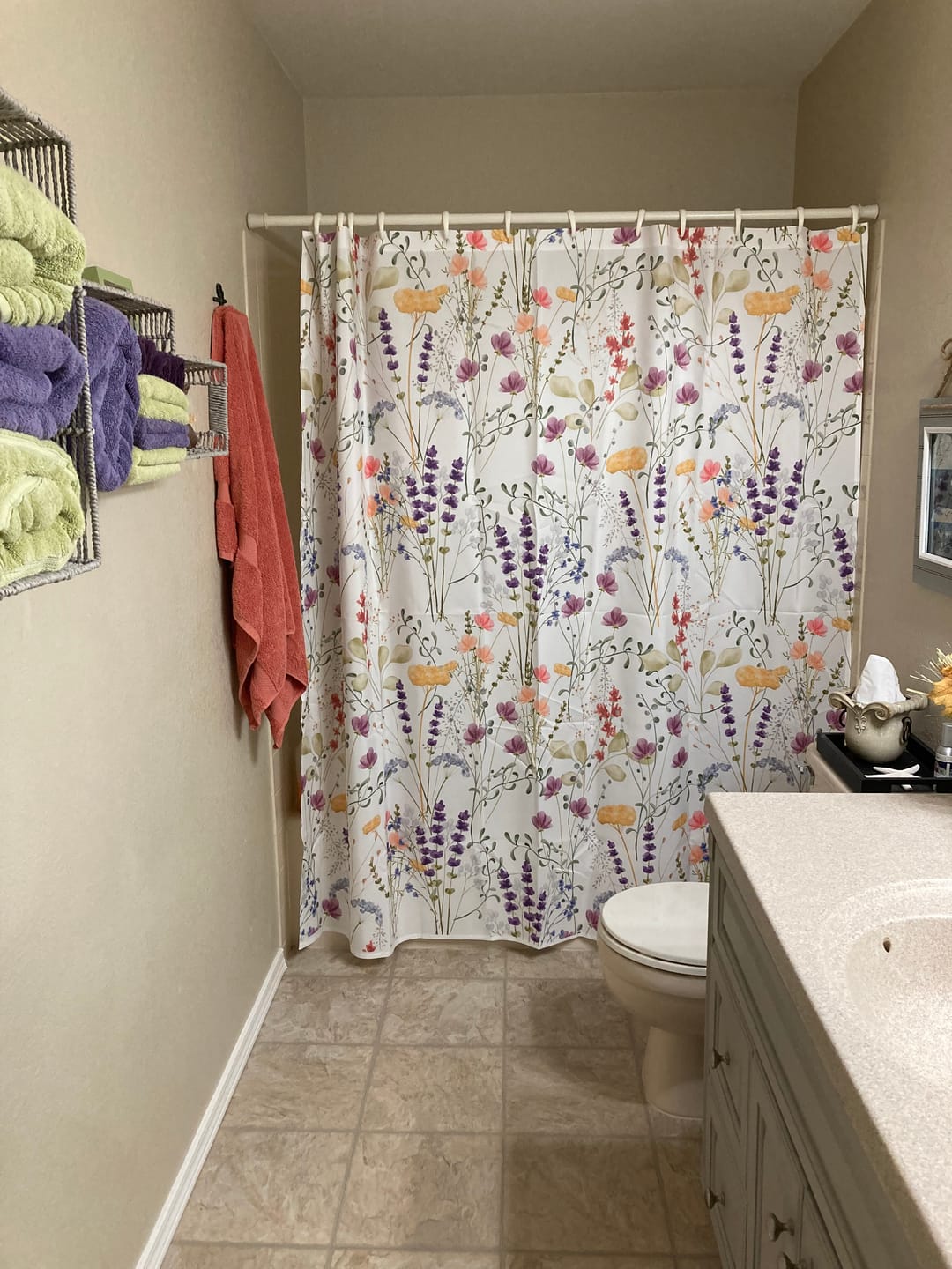 Customer photo review of Wildflowers Shower Curtain - Lavender & Gold