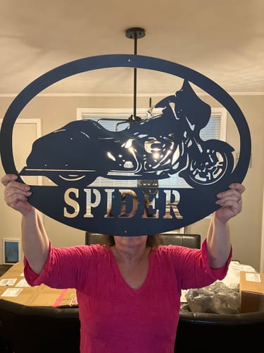 Customer photo review of Family Name Sign Motorcycle Metal Sign Custom Motorcycle Name Sign Motorcycle Sign Metal Decorations