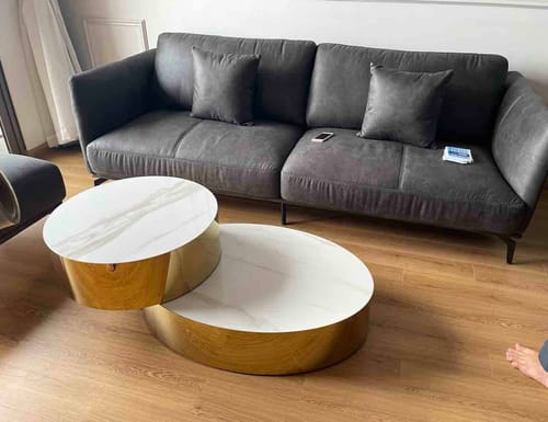 Customer photo review of ASTON - Bàn trà xoay 360 độ, mặt kính cường lực hoặc mặt đá Ceramic