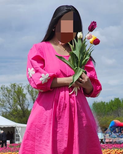 Customer photo review of MEGHAN PINK EMBROIDRED DRESS