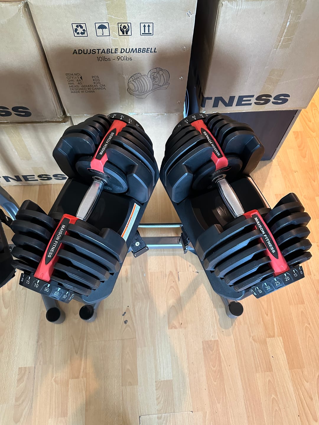 Customer photo review of 1090 Adjustable Dumbbells Set Of Two