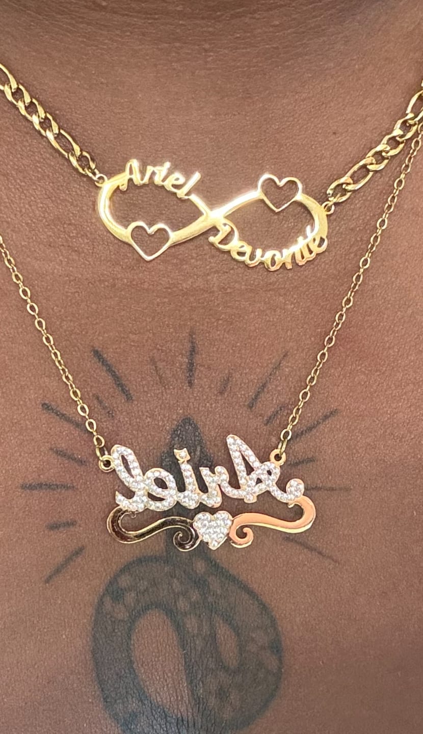 Customer photo review of Infinity Heart Name Necklace