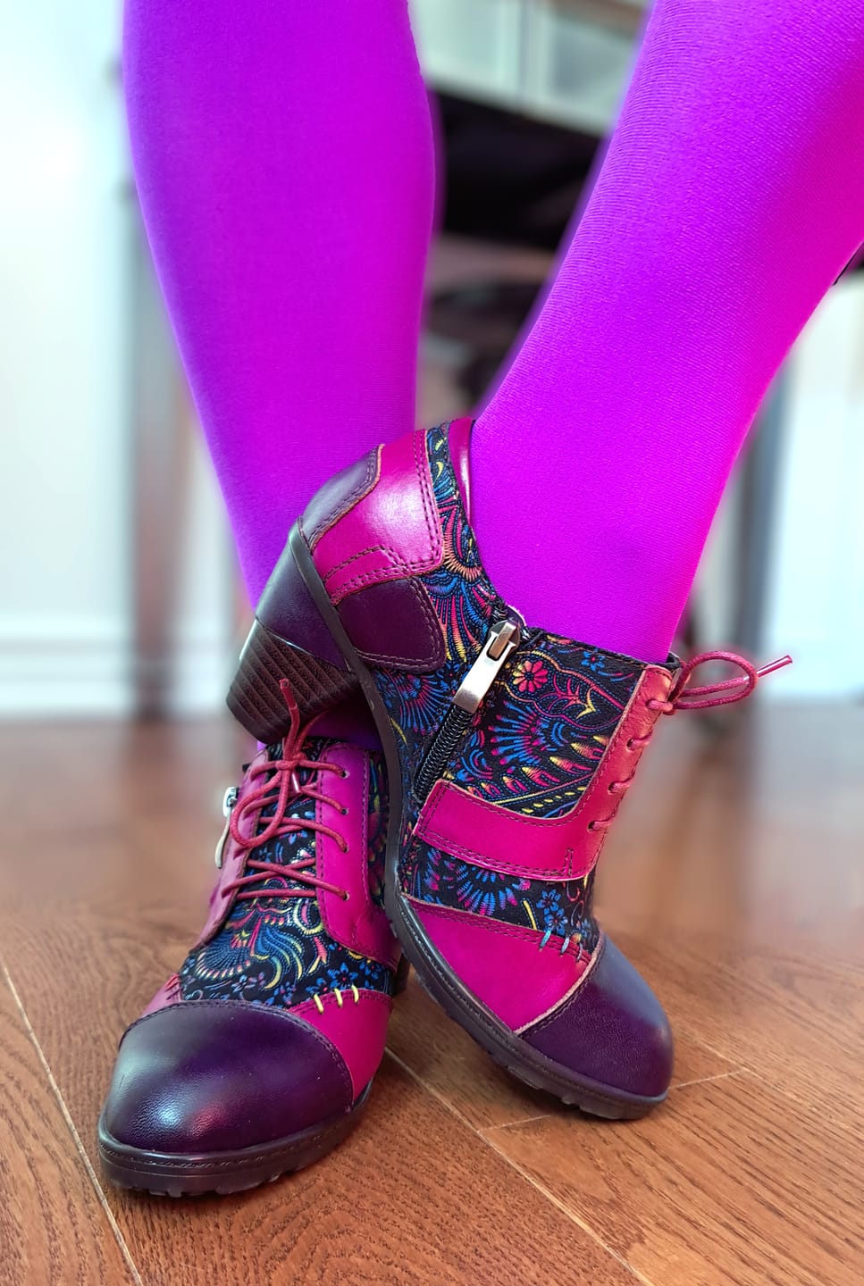 Customer photo review of Retro Handmade Leather Patchwork Pumps