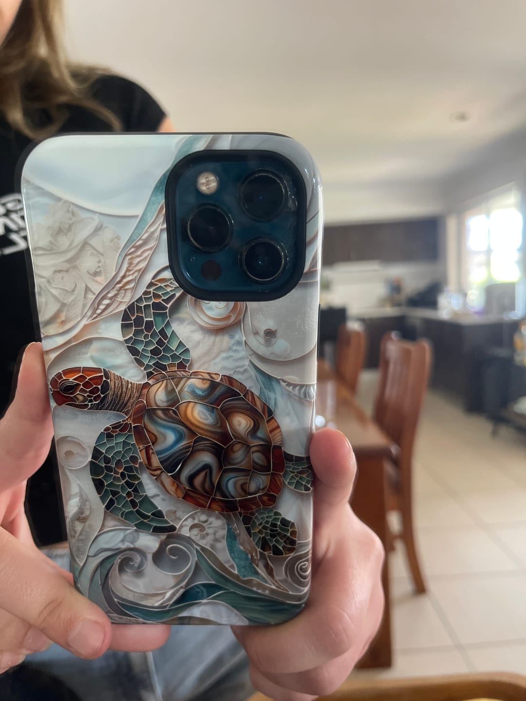 Customer photo review of Sea Turtle Stained Glass Design 1 iPhone Case