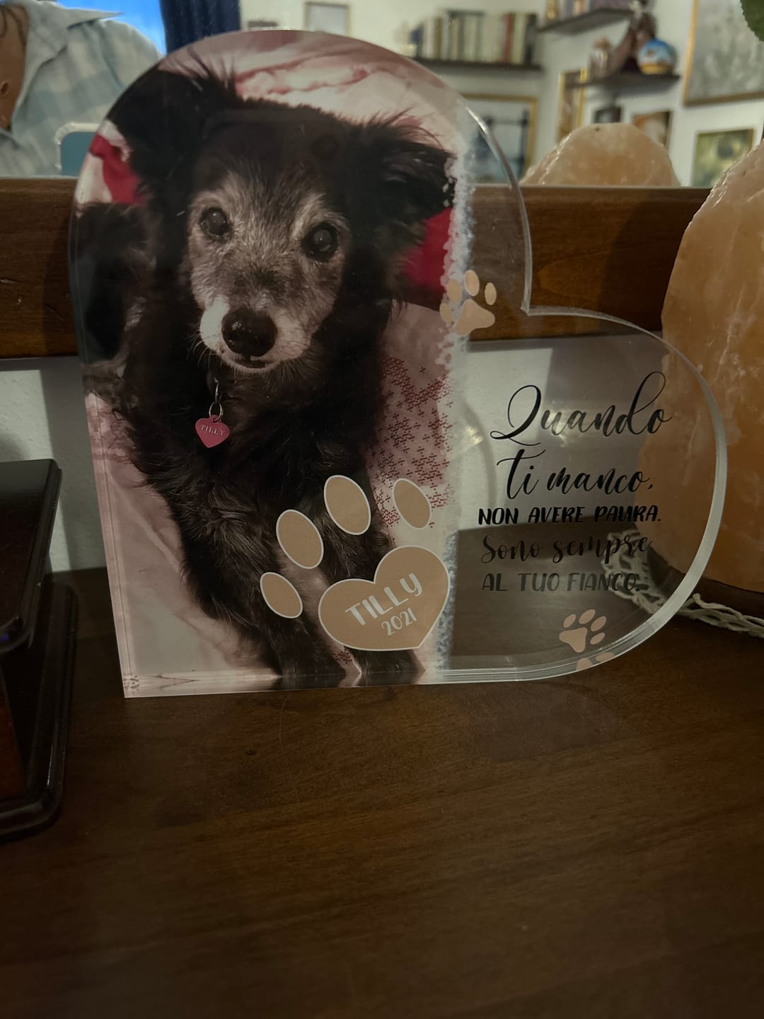 Customer photo review of Quando ti manco - Cuore in vetro personalizzato