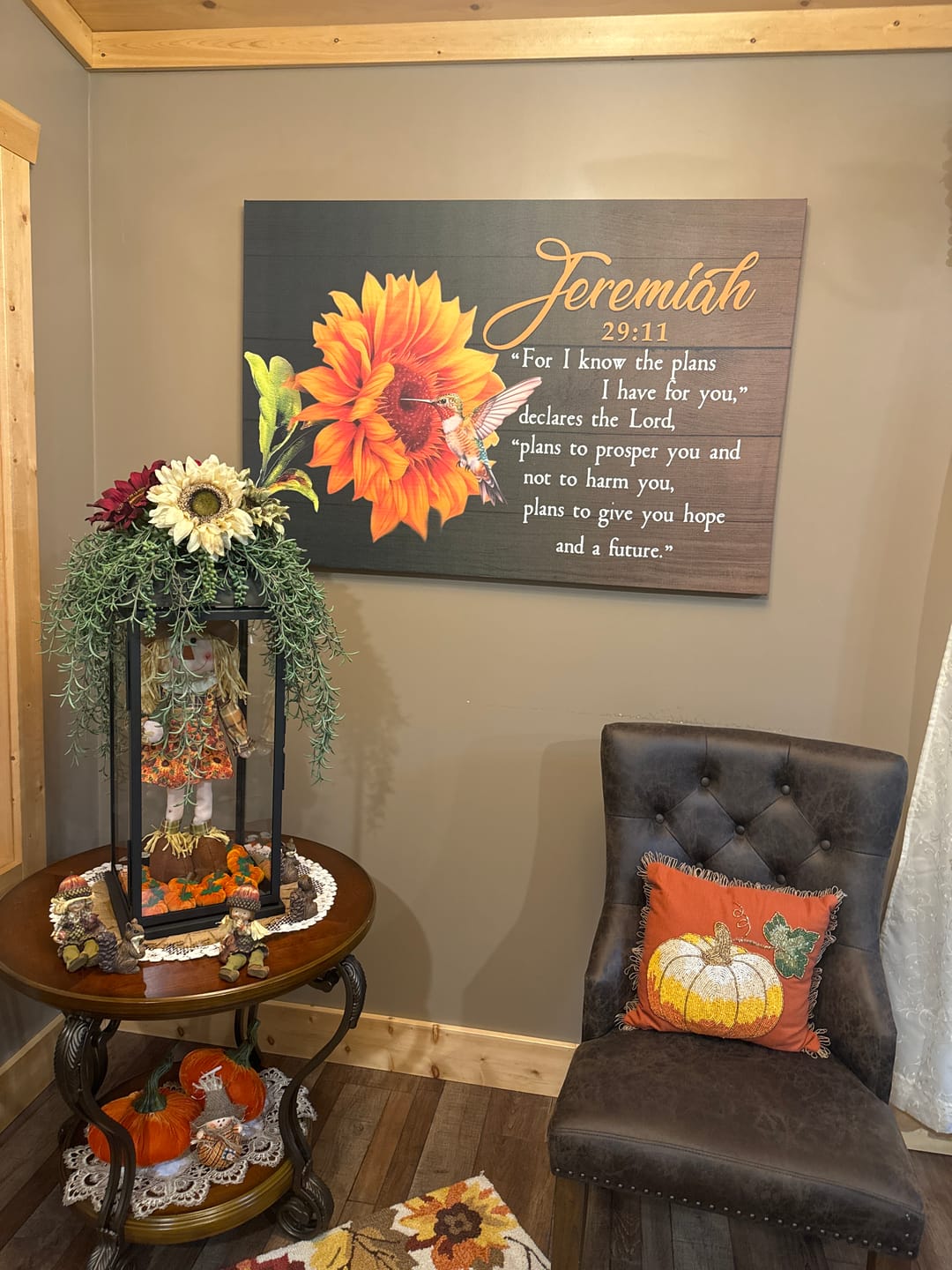 Customer photo review of Jeremiah 29:11 for I Know the Plans I Have for You, Hummingbird Sunflower, Wall Art Canvas