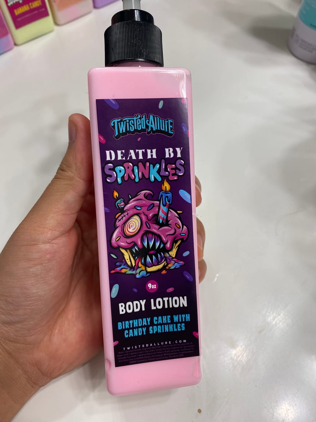 Customer photo review of Death by Sprinkles Body Lotion