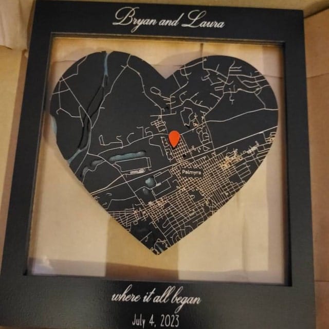 Customer photo review of Where It All Began 3D Wooden Location/City Map