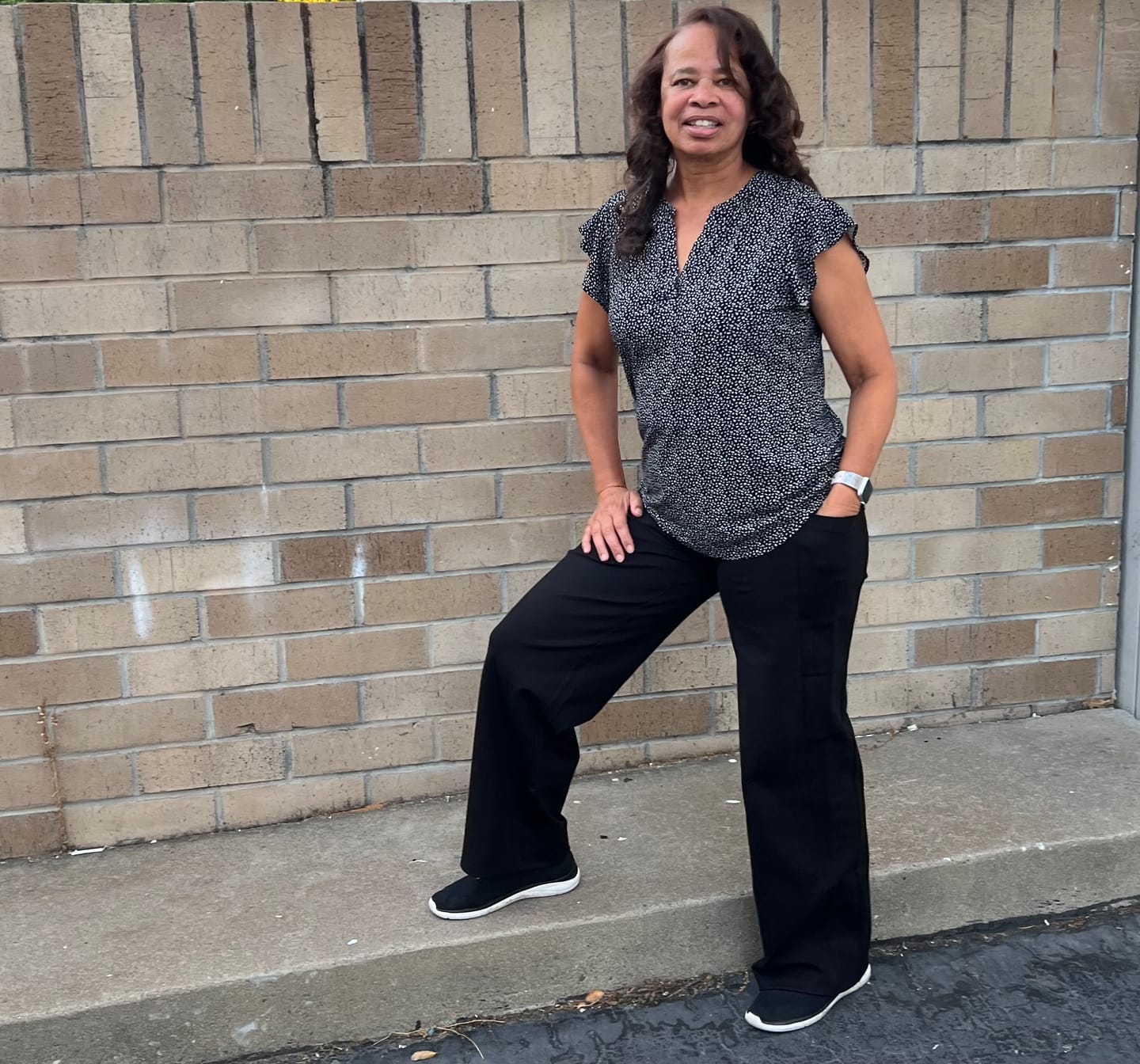 Customer photo review of Catherine Wide Leg Pant - Ponte