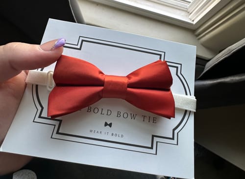 Customer photo review of Burnt Orange Terracotta Satin Bow Tie