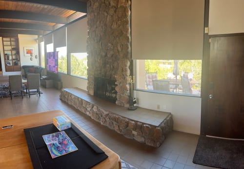 Customer photo review of SmartWings Motorized Roller Shades 100% Blackout Linen