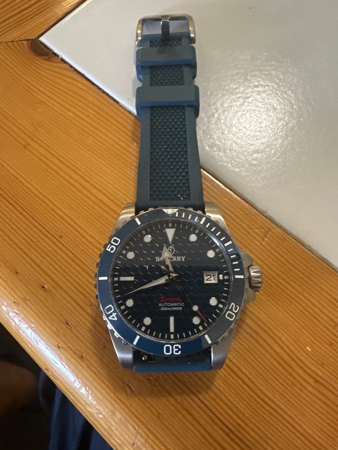 Customer photo review of SEATURTLE.OCEAN(TITANIUM) - Automatic Titanium Diver Watch | Sea Blue