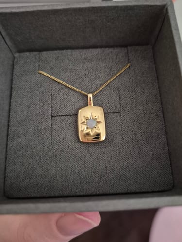 Customer photo review of Solid White Opal Starset Rectangular Pendant in 9ct Yellow Gold