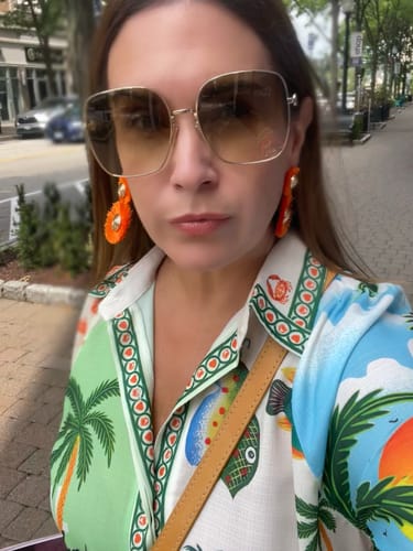 Customer photo review of Casual Street Tropical Print Lace Up Turndown Collar Printed Dresses