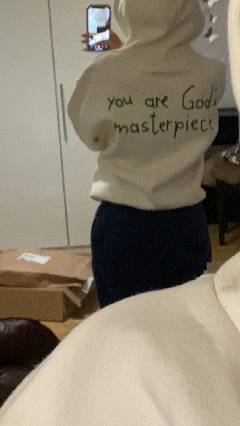 Customer photo review of OVERSIZED HOODIE - YOU ARE GOD'S MASTERPIECE