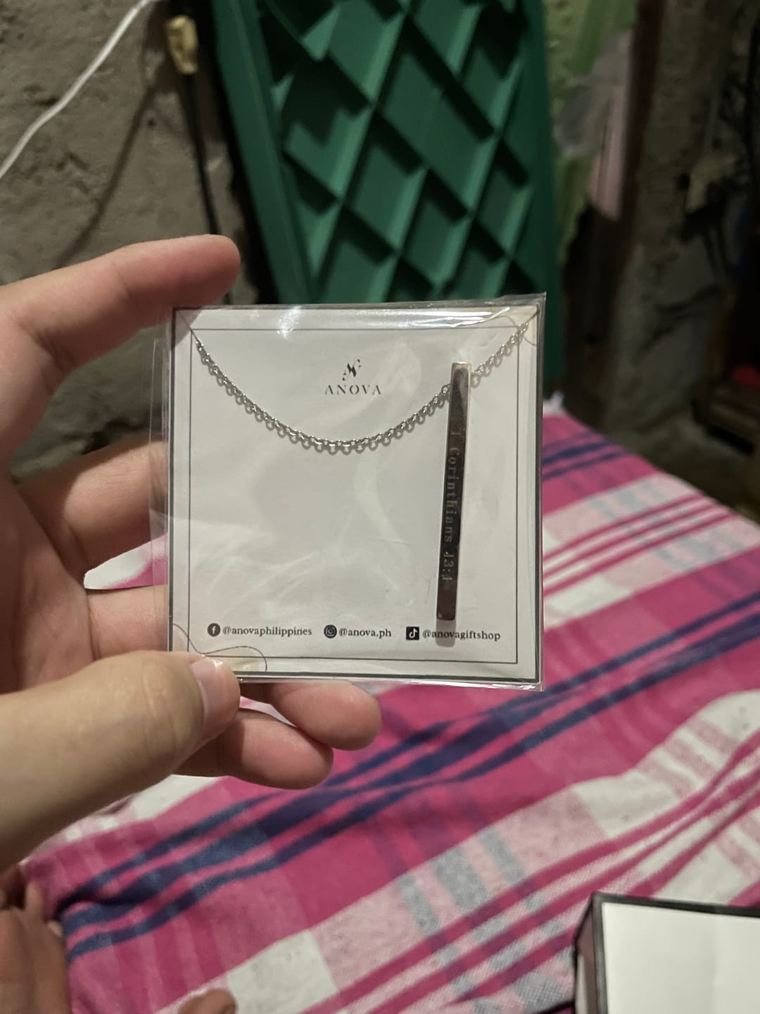Customer photo review of Photo Engraved Portrait Necklace Gift