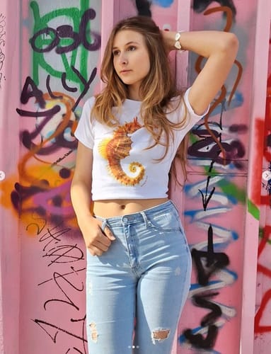 Customer photo review of 'Seahorse' premium baby tee