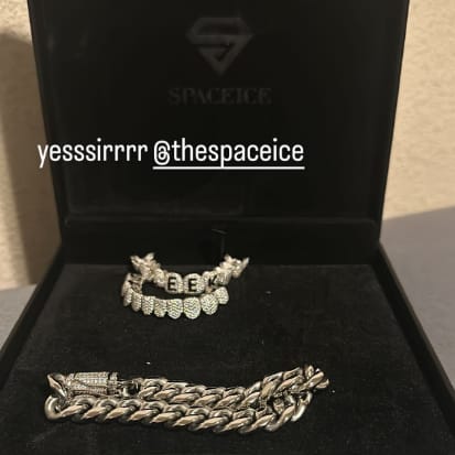 Customer photo review of Custom Perm Cut Honeycomb Setting Grillz