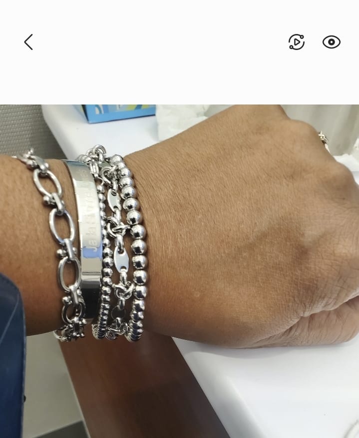 Customer photo review of Chrisette Stainless Steel Bracelet Stack