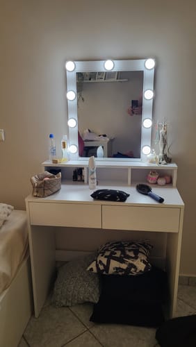 Customer photo review of Τραπέζι Μπουντουάρ Μακιγιάζ Μεικαπ Τουαλέτας Κρεβατοκάμαρας Καθρέφτης Λευκό με Φωτισμό LED Ρυθμιζόμενη Φωτεινότητα RD-T114W01