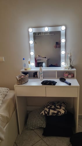Customer photo review of Τραπέζι Μπουντουάρ Μακιγιάζ Μεικαπ Τουαλέτας Κρεβατοκάμαρας Καθρέφτης Λευκό με Φωτισμό LED Ρυθμιζόμενη Φωτεινότητα RD-T114W01