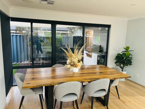 Customer photo review of Brinley Fabric Dining Chair in Light Grey