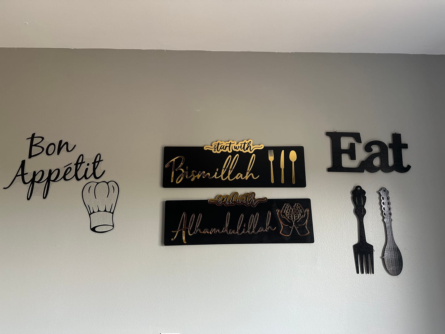 Customer photo review of Start with Bismillah, End with Alhamdulillah Wooden Islamic Wall Art