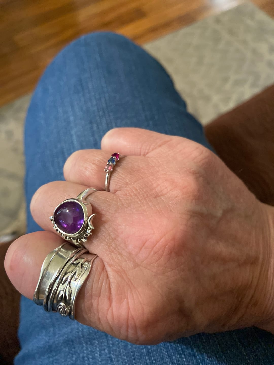 Customer photo review of Amethyst Celestial Ring