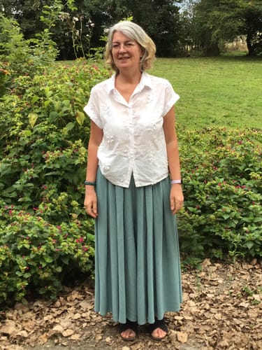 Customer photo review of Pantalon Paco -  viscose/lin vert d'eau