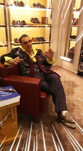 Customer photo review of White Grey Bronzing Printing Novelty Men's Long Sleeve Shirt