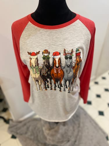 Customer photo review of CHRISTMAS HORSES DTF Transfer