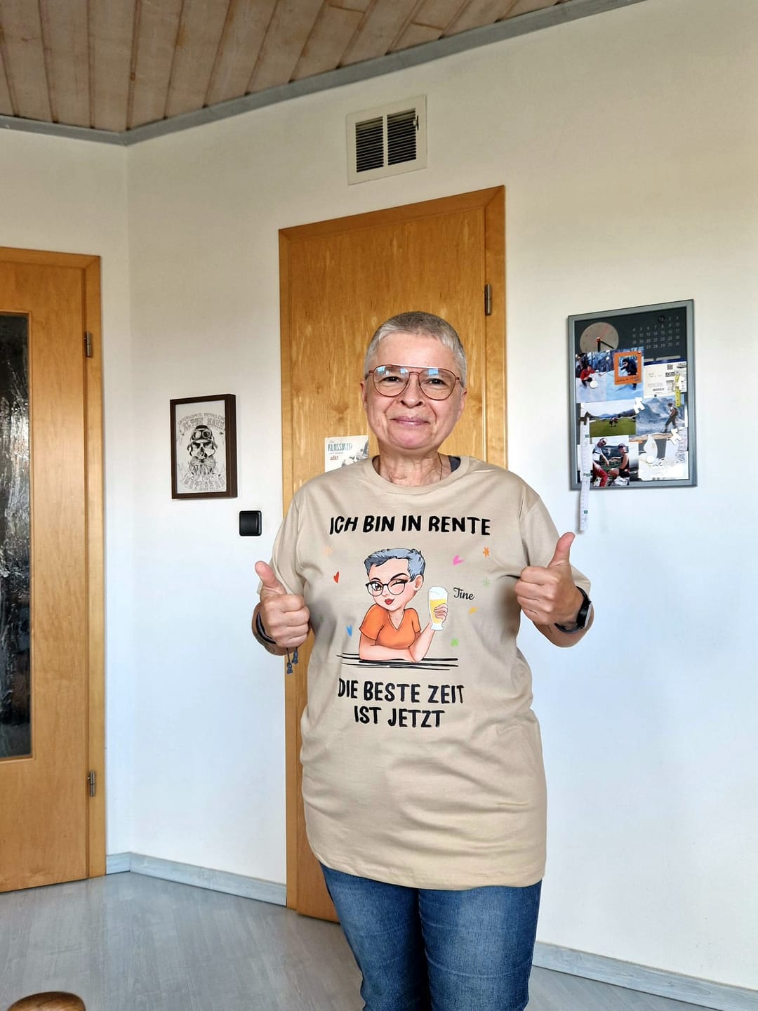 Customer photo review of Ich muss nichts - Personalisiertes T-Shirt zur Rente