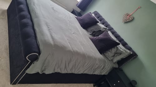 Customer photo review of Plano Cream Sleigh Bed Frame Plain End