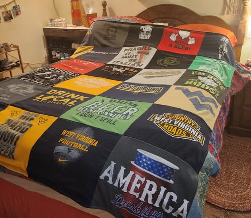 T-shirt quilt featuring west virginia football by Mollie from WV