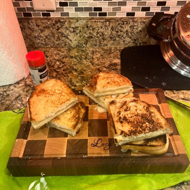 Customer photo review of Personalized Double-sided Walnut and Maple End Grain Cutting Board